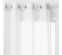 HomeMaison Voilage Léger Uni à Oeillets, Polyester, Blanc, 240x140 cm
