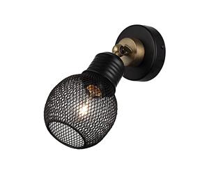 Homemania 1442-73-19 Applique murale pour salon, cuisine, chambre, bureau, lumière, or, noir, en métal, 15 x 12 x 25 cm