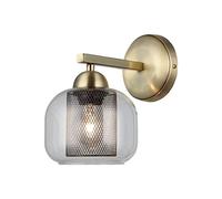 Homemania 1445-52-19 Lampe murale Nueve pour salon, cuisine, chambre, bureau, lumière, or, en métal, verre, 15 x 22 x 24 cm