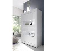 Buffet vitrine 4 portes BASIC laqué blanc brillant Blanc
