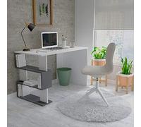 Homemania Bureau Patara - avec des Étagères - du Bureau, du Studio, de la Pièce - Blanc, Anthracite en Bois, 120 X 60 X 75cm