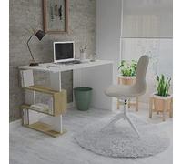 Homemania Bureau Patara - avec des Étagères - du Bureau, du Studio, de la Pièce - Blanc, Chêne en Bois, 120 X 60 X 75cm