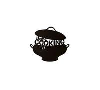 HOMEMANIA Décoration Murale Cooking - Art Mural - pour Séjour, Cuisine - Noir en Acier, 45 x 0,15 x 40 cm