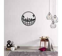 Autres accessoires de décoration Home Mania HOMEMANIA Décoration Murale Carte du Monde 10 - Art Mural - pour Séjour, Chambre, Bureau - Noir en Métal, 50 x 0,15 x 50 cm