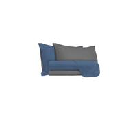 Italian Bed Linen CL-NC-avio/fumo-2P Natural Color ensemble de draps de lit, avio/Gris foncé, Double, 100 % Coton
