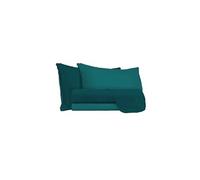 Italian Bed Linen CL-NC petr/Verde bott-2P Natural Color Ensemble de draps de lit, pétrole/Vert Bouteille, Double, 100 % Coton