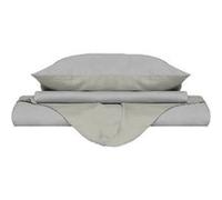 Italian Bed Linen Couleur Naturelle Housse de Couette Natural Colour, Coton, Gris Clair/Crème, 2 Places