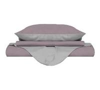 Italian Bed Linen CP-NC-Rosa Antico/Grigio chiaro-1P Natural Color housse de couette double-face couleur unie avec taies d'oreiller, 100 % Coton, Rose/Gris Clair, single