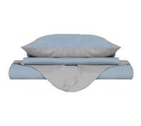 Italian Bed Linen Couleur Naturelle Housse de Couette Natural Colour, Coton, Bleu Clair/Gris Clair, 2 Places