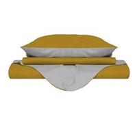 Italian Bed Linen Couleur Naturelle Housse de Couette Natural Colour, Coton, Moutarde/Gris Clair, 1 Place