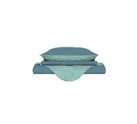 Italian Bed Linen CP-NC-Ottanio/Verde acqua-1PM Natural Color housse de couette double-face couleur unie avec taies d'oreiller, 100 % Coton, Sarcelle/Vert Eau, Small