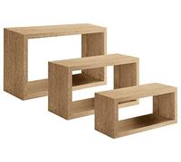 Homemania Étagère Trittico Décoration Murale - Salon, Chambre, Bureau - MDF, Chêne de Tabac 45 X 27 X 15,5/40 X 22 X 15,5/35 X 17 X 15,5