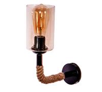 Homemania Evn5046 Lampe Murale en Verre Corde pour Salon, Cuisine, Chambre, Bureau, lumière, Noir, Marron, en métal, Corde, Verre, 10 x 20 x 25 cm