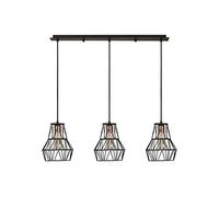 Homemania Lampe à Suspension Cagex, Noir, cuivre en métal, Peinture électrostatique, 90 x 20 x 115 cm, 3 x E27, Max 100 W