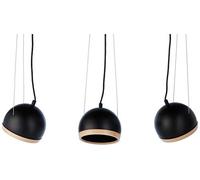 Homemania Lampe à Suspension, métal, Noir, Bois
