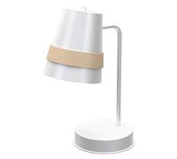 Homemania Lampe de table, métal, blanc, bois