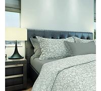 Homemania Literie Arabesque - Double - avec Drap Housse, Drap, Taie d'oreiller -Beige, Gris en Coton, 240 X 280cm