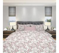 Homemania Literie Aster - Simple - avec Drap Housse, Drap, Taie d'oreiller -Rose, Blanc, Vert en Coton, 150 X 280cm