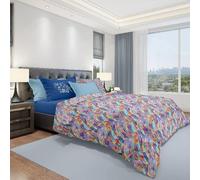 Homemania Literie Canvas - Simple - avec Drap Housse, Drap, Taie d'oreiller -Multicolore en Coton, 150 X 280cm