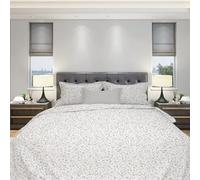 Homemania Literie Mandy - Simple - avec Drap Housse, Drap, Taie d'oreiller -Blanc, Gris en Coton, 150 X 280cm