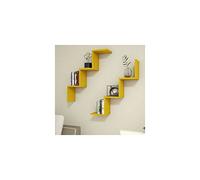Homemania Lot de 2 étagères murales modulables Iris pour Salon, Bureau Jaune en Bois 71,4 x 19,5 x 71,4 cm