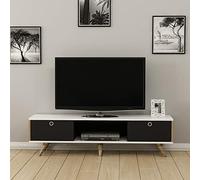 Homemania Mobile Porta TV Zeyn, Bois de Construction, Noyer-Noir-Blanc, 150x35x41 cm