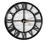 Homemania Montre Metal & Wood, métal, Bois, Multicolore, 50 x 0,15 x 50 cm, 50 x 0,15 x 50 cm