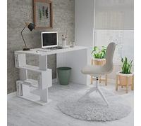 Homemania Patara-avec des Étagères-du Bureau, du Studio, de la Pièce-Blanc en Bois, 120 X 60 X 75cm, Panneau d'aggloméré mélaminé PTRBYZ01