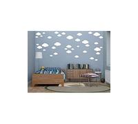 HOMEMANIA Sticker Cloud - Nuages - pour les enfants - Mur - Blanc en Vinyle, 35 x 0,15 x 20 cm Blanc