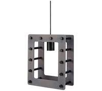 Homemania Suspension Theo Noir, Gris en métal, bois, 23 x 14 x 80 cm