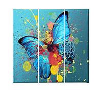 Homemania Tableau Butterfly - 3 Pièces - Animaux - du Salon, de la Chambre - Multicouleur en Polyester, Bois, 69 X 3 X 50cm - HM203PKNV-42
