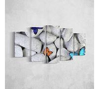 Homemania Tableau Butterfly - 5 Pièces - Animaux - par Salon, Pièce - Multicouleur en Polyester, Bois, 100 X 3 X 60cm - HM205PKNV-6