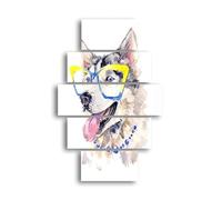 Homemania Tableau Chien - 5 Pièces - Animaux - par Salon, Pièce - Multicouleur en MDF, 95 X 0,3 X 60cm - HM205MDF197