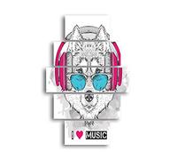 Homemania Tableau Chien - 5 Pièces - Animaux - par Salon, Pièce - Multicouleur en MDF, 95 X 0,3 X 60cm - HM205MDF204