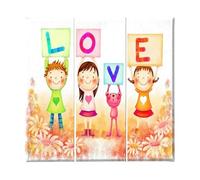 Homemania Tableau Citation - 3 Pieces - Love - for Living Room, Room - Multicouleur en Polyester, Bois, 69 X 3 X 50cm - HM203PKNV-255
