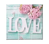 Homemania Tableau Citation - 3 Pieces - Love - for Living Room, Room - Multicouleur en Polyester, Bois, 69 X 3 X 50cm - HM203PKNV-245