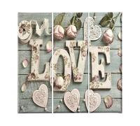 Homemania Tableau Citation - 3 Pieces - Love - for Living Room, Room - Multicouleur en Polyester, Bois, 69 X 3 X 50cm - HM203PKNV-14