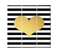 Homemania Tableau Coeur - 3 Pieces - Love - for Living Room, Room - Multicouleur en Polyester, Bois, 69 X 3 X 50cm - HM203PKNV-290