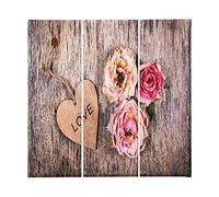 Homemania Tableau Coeur - 3 Pieces - Love - for Living Room, Room - Multicouleur en Polyester, Bois, 69 X 3 X 50cm - HM203PKNV-222