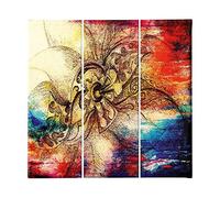 Homemania Tableau Couleurs - 3 Pieces - Abstract - from Living Room, Room - Multicouleur en Polyester, Bois, 69 X 3 X 50cm - HM203PKNV-266