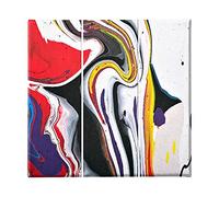 Homemania Tableau Couleurs - 3 Pieces - Abstract - from Living Room, Room - Multicouleur en Polyester, Bois, 69 X 3 X 50cm - HM203PKNV-39