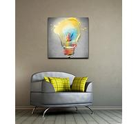 Homemania Tableau de Wall - Art et Graffiti, Ampoule - pour le Salon, la Chambre - Multicouleur en Polyester, Bois, 60 X 2 X 60cm