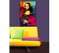 Homemania Tableau de Wall - Mona Lisa avec Taches de Couleur - pour le Salon, la Chambre - Multicouleur en Polyester, Bois, 45 X 3 X 70cm