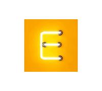 Homemania Tableau Effet Néon - Lettres, E - Décoration Murale, Art Mural, Mur - pour le Salon - Multicolore en Coton, Bois, 30 X 2 X 30cm