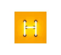 Homemania Tableau Effet Néon - Lettres, H - Décoration Murale, Art Mural, Mur - pour le Salon - Multicolore en Coton, Bois, 30 X 2 X 30cm