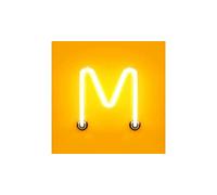 Homemania Tableau Effet Néon - Lettres, m - Décoration Murale, Art Mural, Mur - pour le Salon - Multicolore en Coton, Bois, 30 X 2 X 30cm