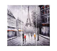 Homemania Tableau Eiffel Tours - 3 Pièces - Villes et Paysages - par Salon, Chambre - Multicouleur en Polyester, Bois, 69 X 3 X 50cm - HM203PKNV-113