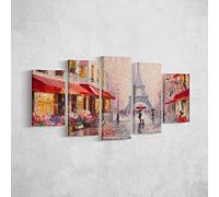 Homemania Tableau Eiffel Tours - 5 Pièces - Villes et Paysages - par Salon, Pièce - Multicouleur en Polyester, Bois, 100 X 3 X 60cm - HM205PKNV-106