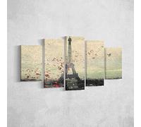 Homemania Tableau Eiffel Tours - 5 Pièces - Villes et Paysages - par Salon, Pièce - Multicouleur en Polyester, Bois, 100 X 3 X 60cm - HM205PKNV-272