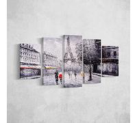 Homemania Tableau Eiffel Tours - 5 Pièces - Villes et Paysages - par Salon, Pièce - Multicouleur en Polyester, Bois, 100 X 3 X 60cm - HM205PKNV-113